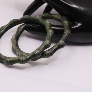Untreated Nephrite Jade Bangle Bracelet Set